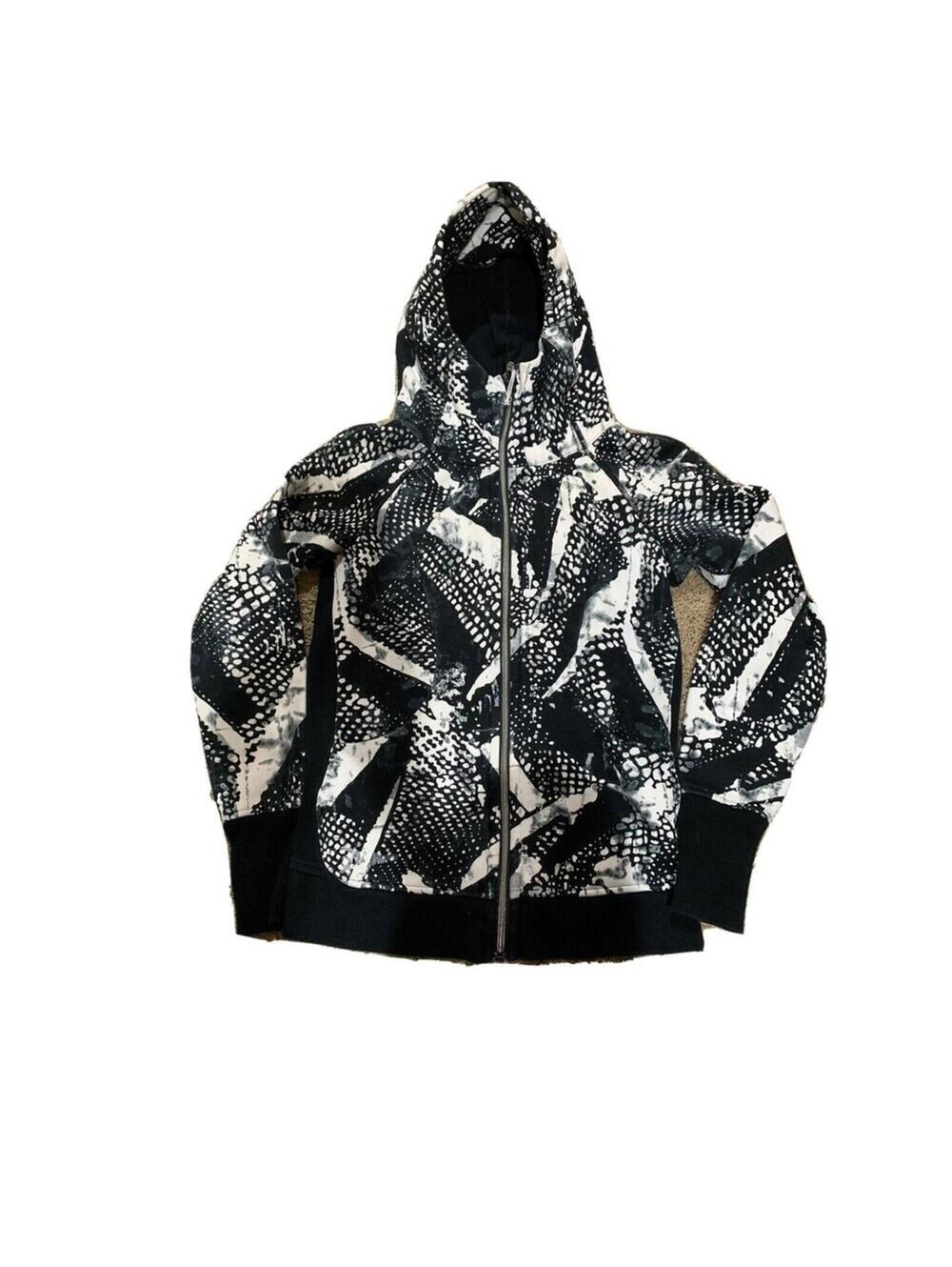 Women's Lululemon scuba jacket hooded black / white size 6 zip